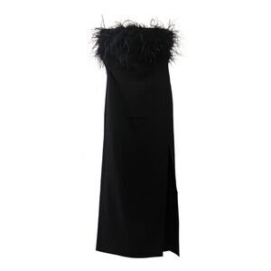 Massimo Dutti Black Strapless Feather Maxi Dress — Size EU 40